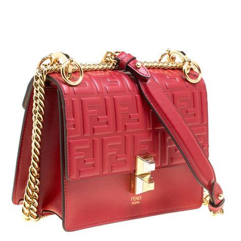 fendi embossed leather shoulder bag